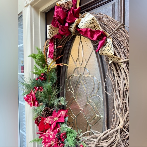 HUGE WREATH Christmas Holiday Front Door Decor Custom High End Animal Print - Picture 6 of 15
